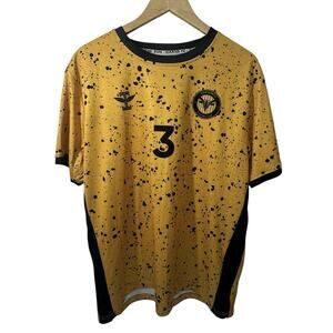 Icarus FC Soccer Jersey #3 Estrada Yellow Black Splatter XL Mens Kit